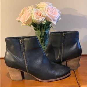 Black leather booties